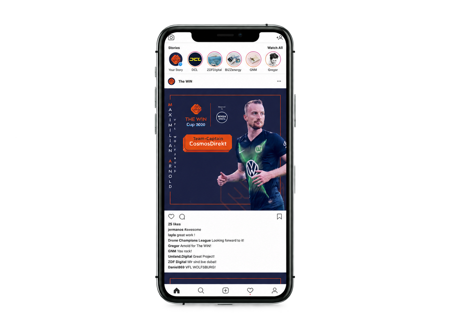 Instagram-Anwendung der WIN-Cup-Kampagne