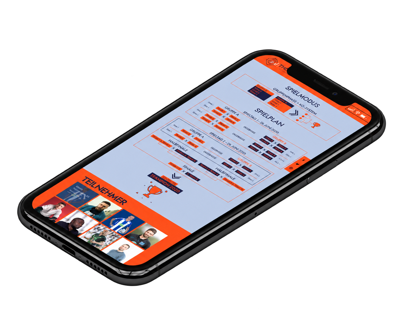 Website des WIN Cups auf einem Smartphone