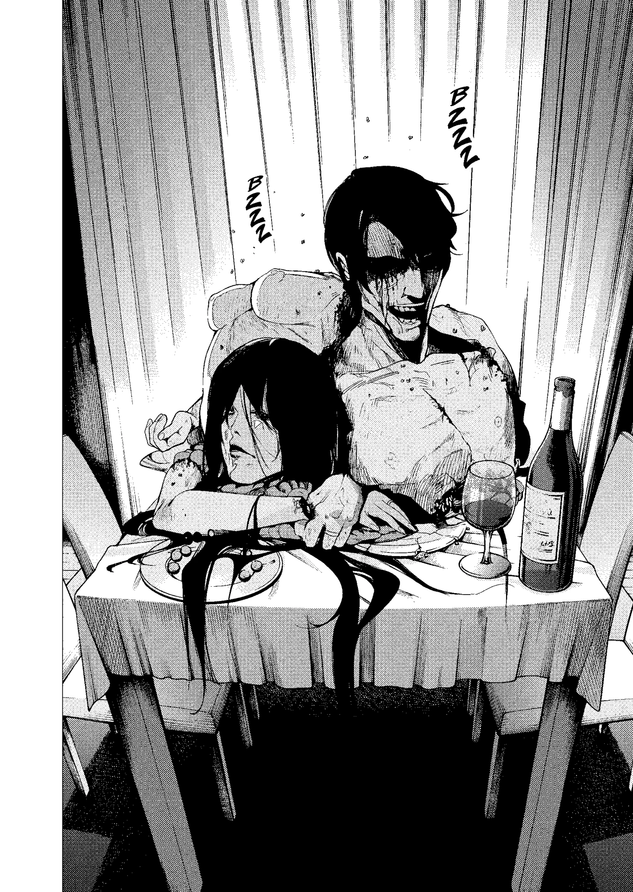 Manga-Panel: Tatort und Ermittlungen