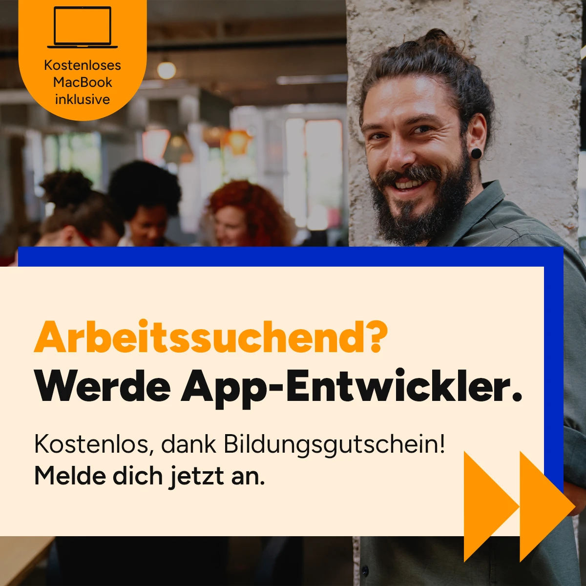 AppAkademie – quadratisches Anzeigenmotiv Arbeitssuchend